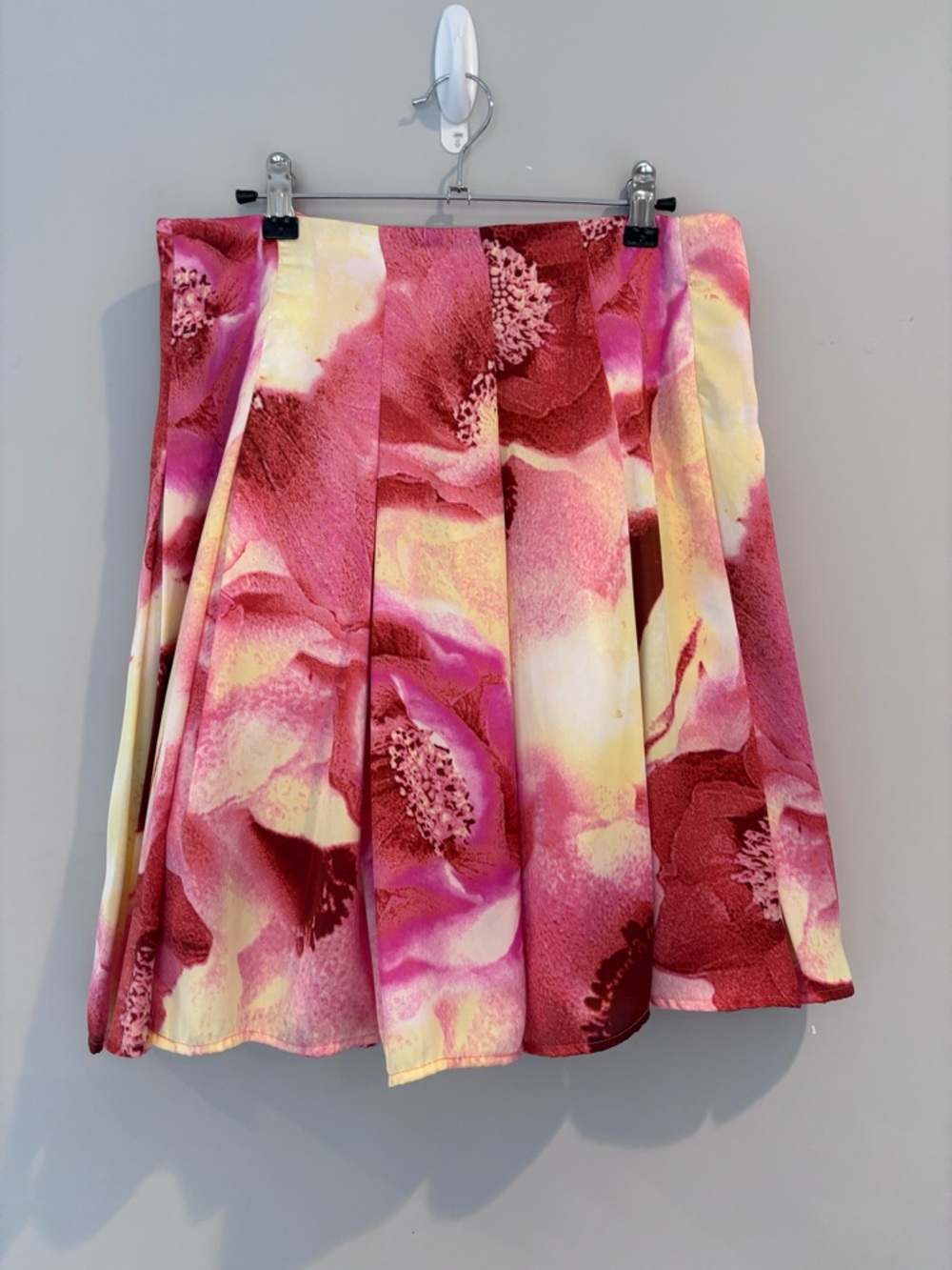 New York & Company Pink and Yellow Floral Skater Skirt